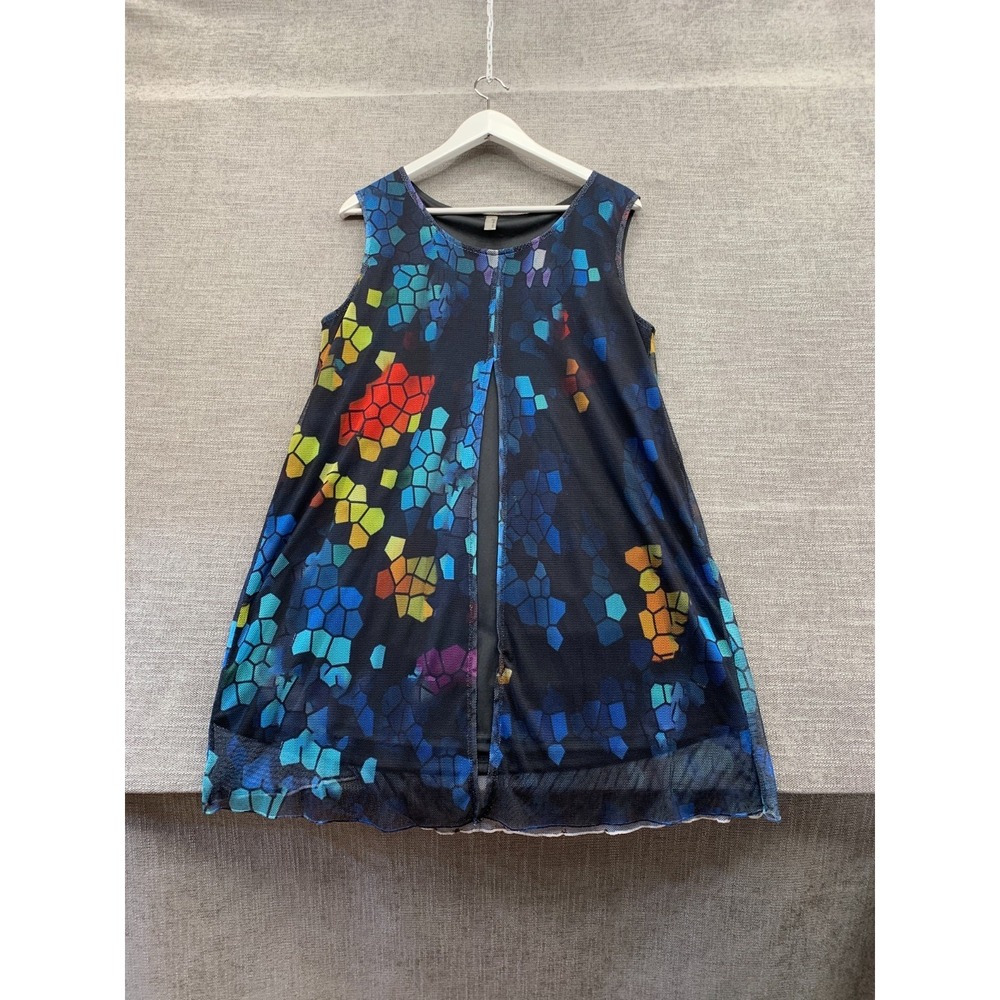 Miss Nikky Tank Dress Womens XL Multicolored Stained Glass Mosaic Summer Comfort